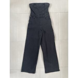 Bar III Strapless Denim Jumpsuit Women Jean Stretch Black Wash